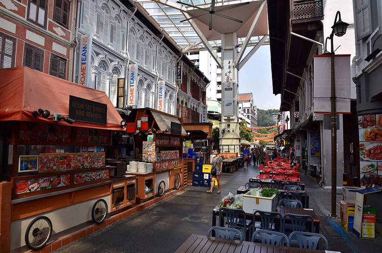 Bancarelle di cibo in Smith Street a Chinatown