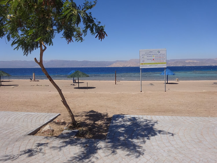 Kızıldeniz kıyısında Akabe'de kumlu plaj