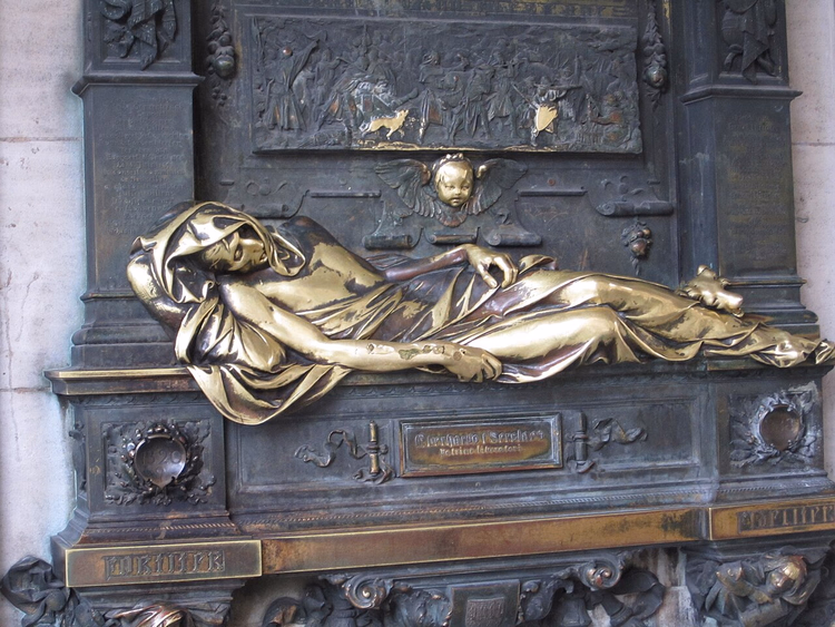 Bronzen figuur van de liggende Everard t'Serclaes