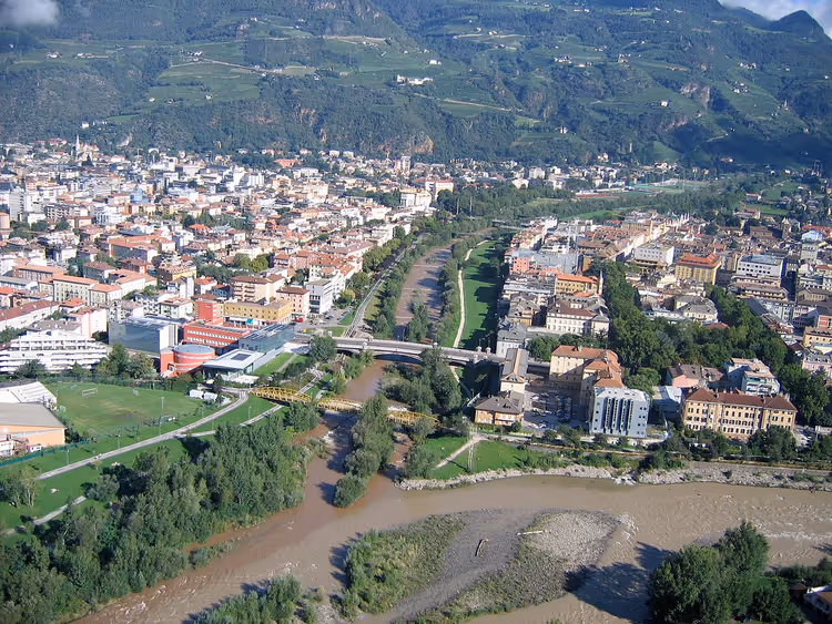 Bozen mit Weinbergen oberhalb der Stadt