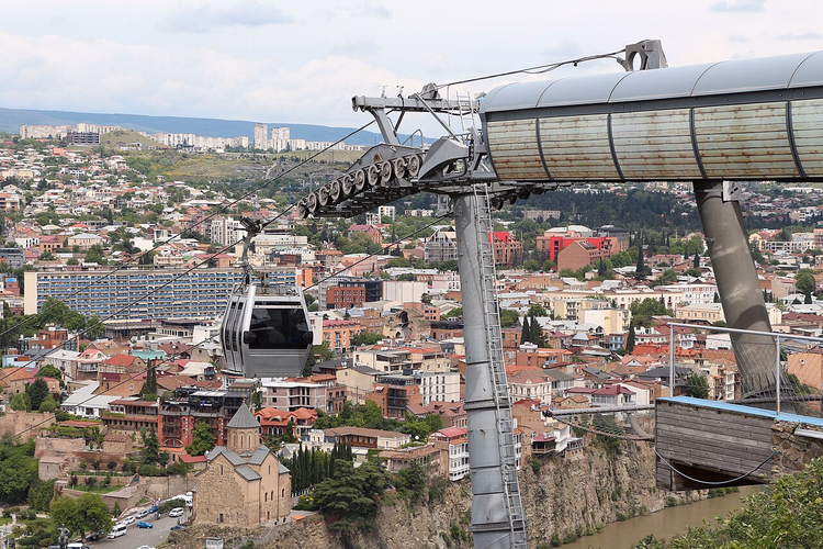 Cable car cabin over Old Tbilisi