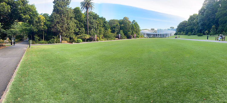 Plen i botanisk hage og The Calyx-paviljongen