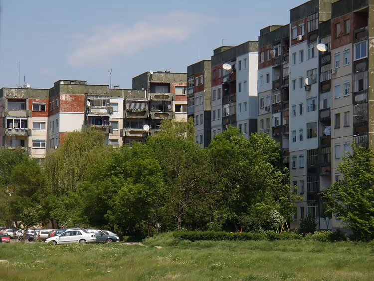 Flatgebouwen in de wijk Trakia in Plovdiv