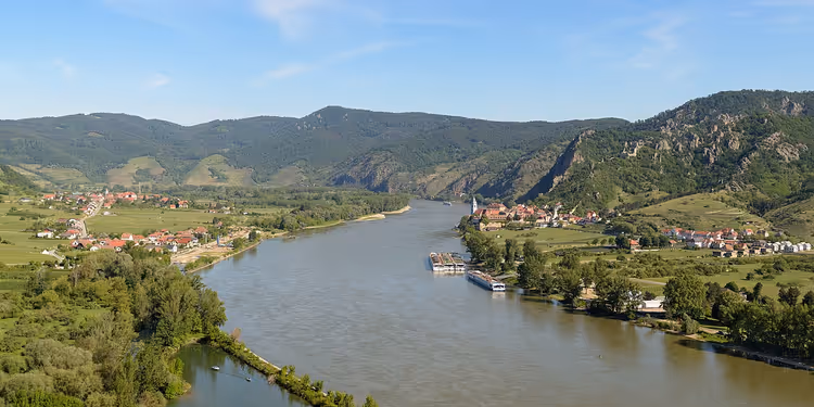 Panorama over Wachau-dalen og Donau