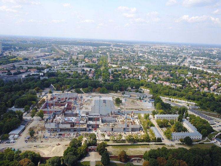 Luftfoto av Warszawas citadell-område