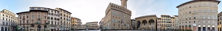 Panorama der Piazza della Signoria mit dem Palazzo Vecchio