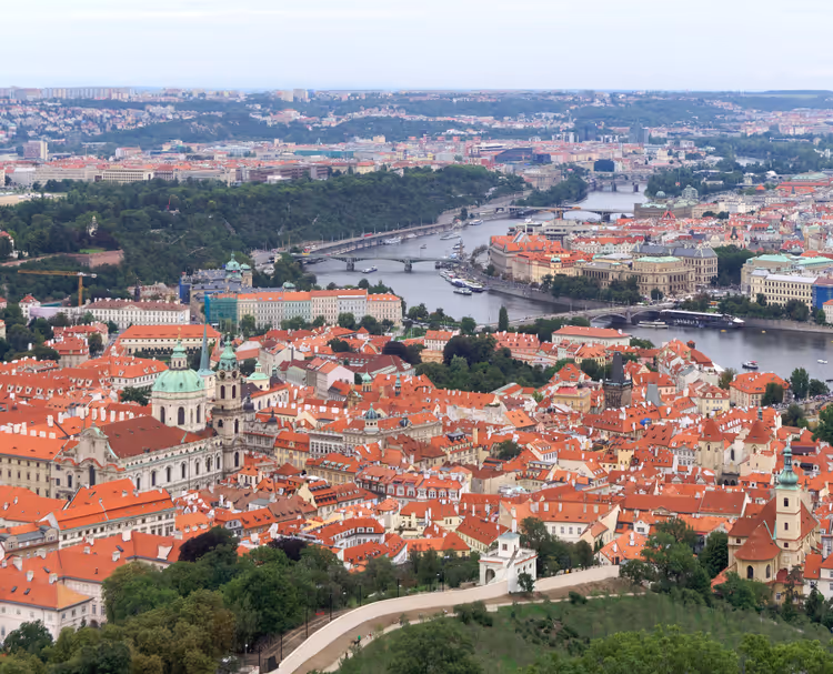 Utsikt over Lesser Town fra Petřín-tårnet