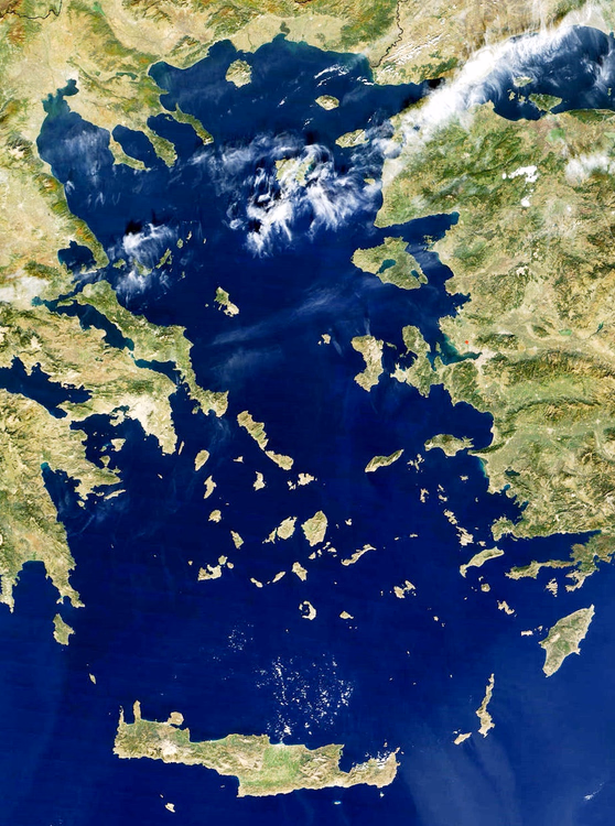 Aegean Sea and Greek islands from space