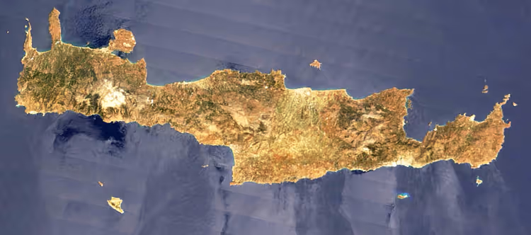 Satellitenbild der Insel Kreta aus dem Weltraum