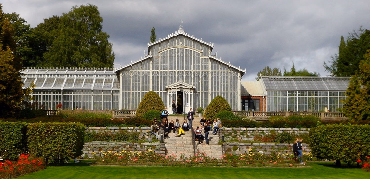 Glazen kas van de Wintertuin van Helsinki met trap