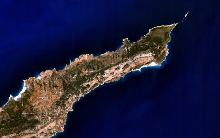 Satellietbeeld van het schiereiland Karpas op Cyprus