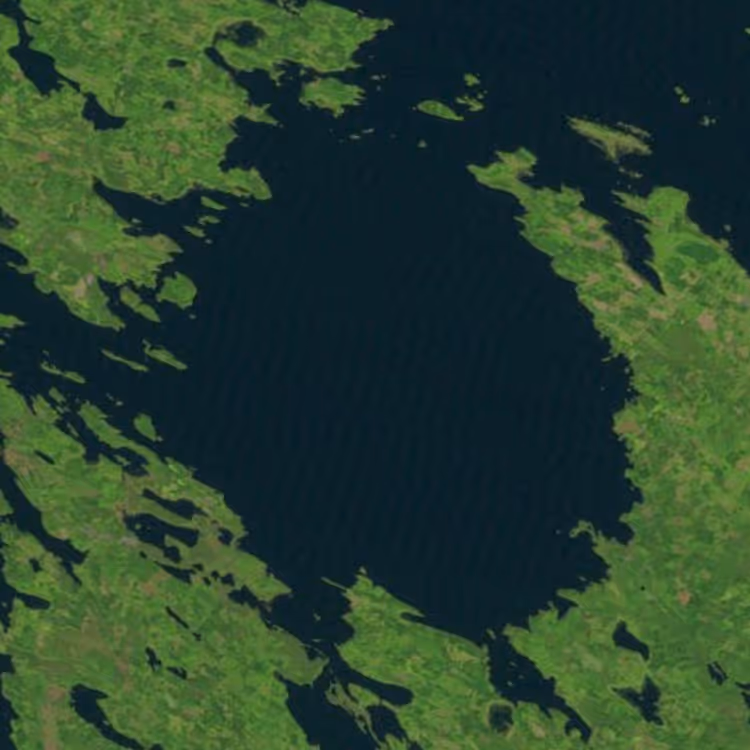 Satellietbeeld van het Paasselkä-meer in Finland