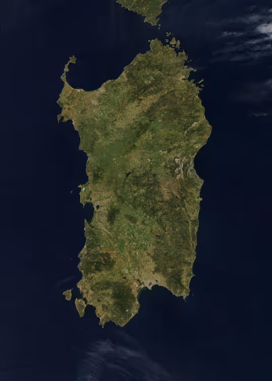 immagine satellitare dell'isola di Sardegna dallo spazio
