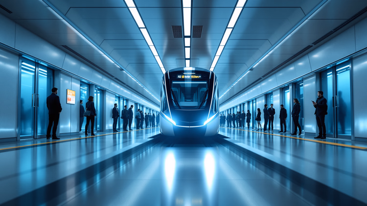 Trenin bulunduğu modern metro platformu