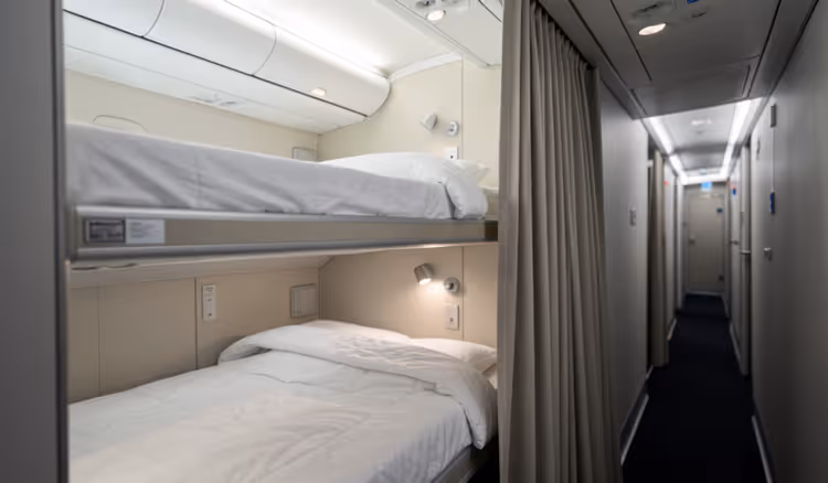 Hvilekøyer for mannskap i et hvilerom for flymannskap