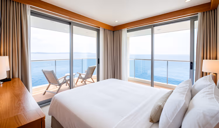 Balkonglugar på et cruiseskip