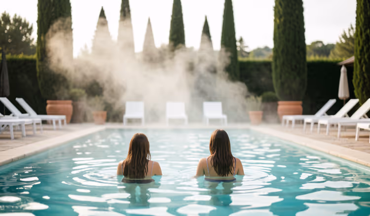 Buharı üzerinde termal havuzlu spa oteli