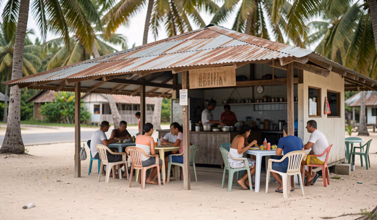 Simple local café on a tropical island