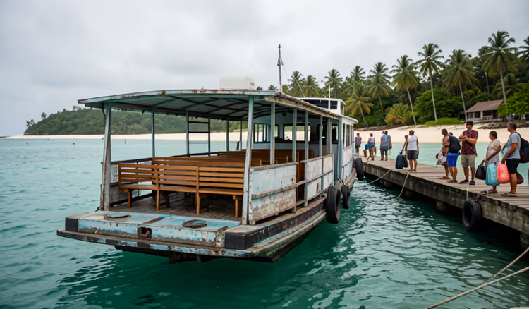Local passenger ferry near an island