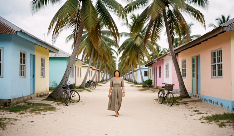 Sandy village street on a tropical island