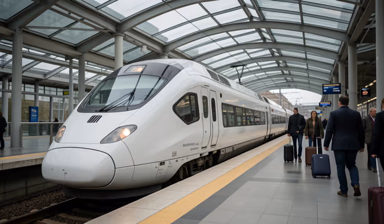 Hochgeschwindigkeitszug an einem Bahnsteig