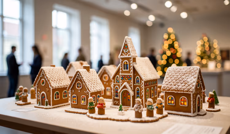 Pepperkakeby landsby laget av deig og glasur