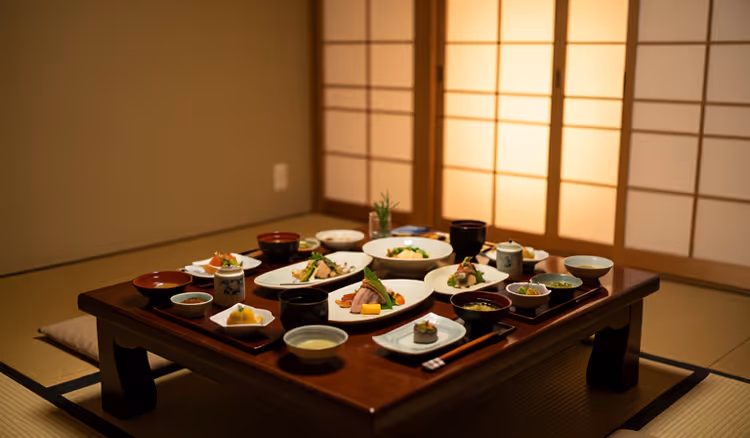 Kaiseki-middag på en tradisjonell restaurant