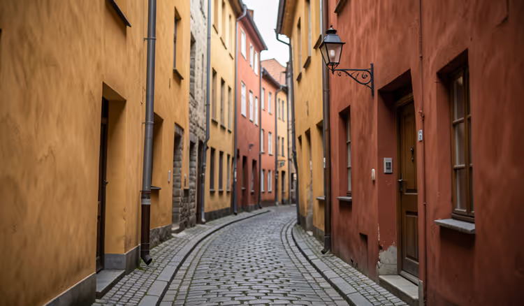 Schmale Kopfsteinpflastergasse in der Altstadt