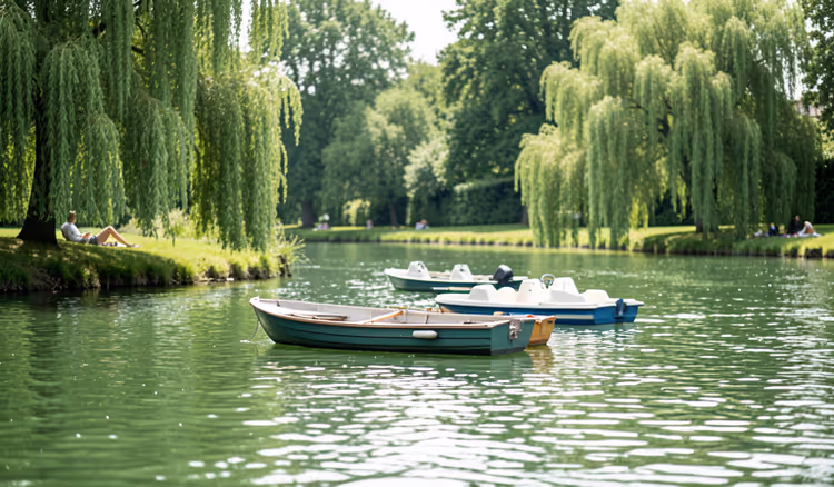 Boote auf dem Fluss an einem heißen Tag