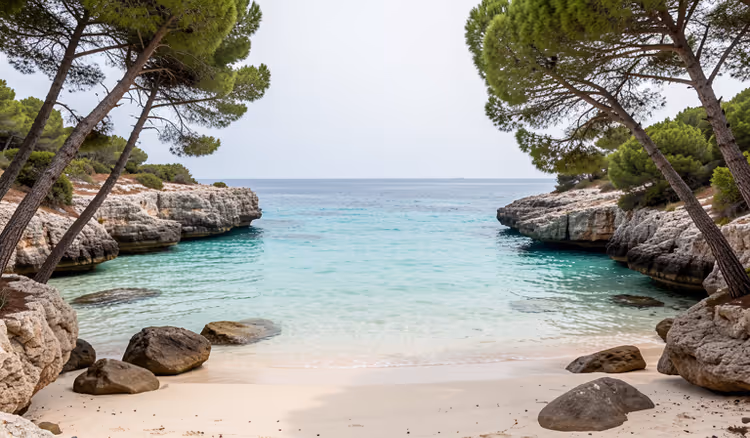 Stille Bucht mit türkisfarbenem Wasser