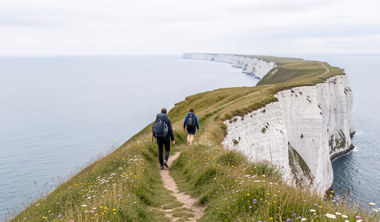 Fußweg auf einer Klippe über dem Meer