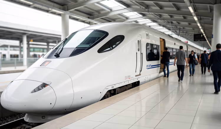 Hochgeschwindigkeitszug am Bahnsteig