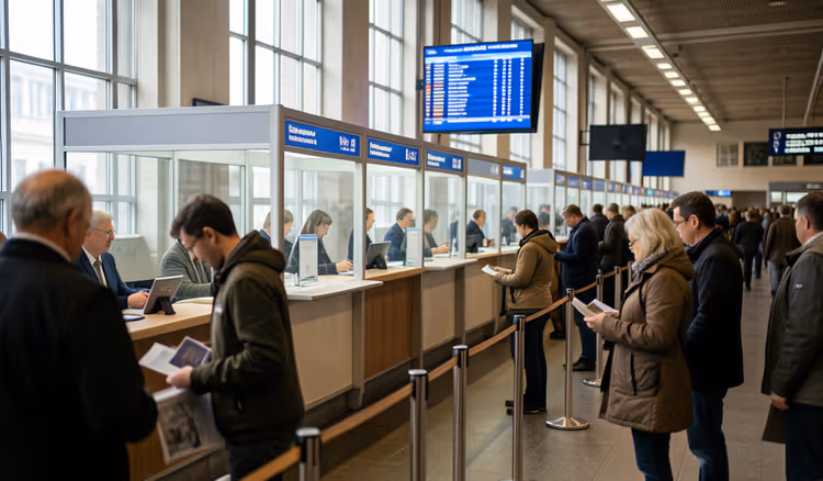 Fahrkartenschalter in der Bahnhofshalle