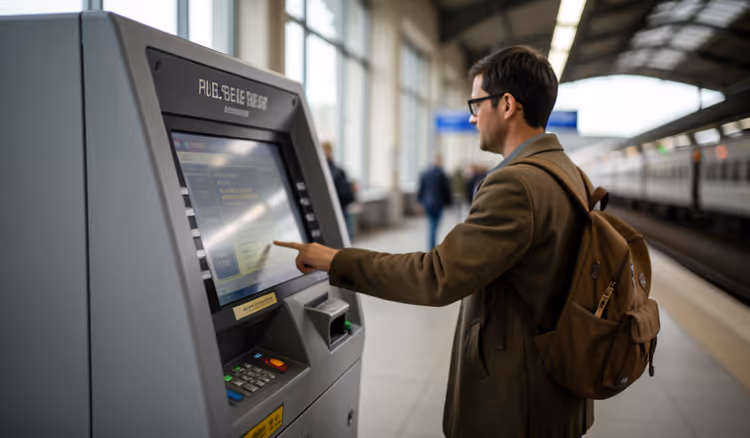 Máquina de venda de bilhetes numa estação ferroviária