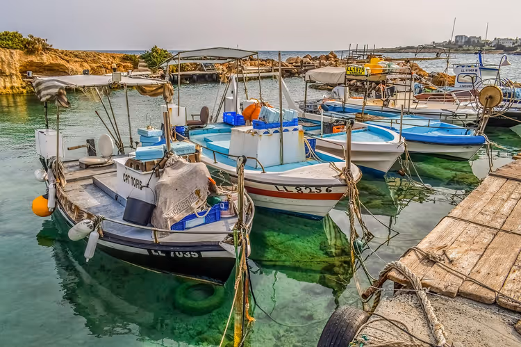 Vissersboten aan de pier in Protaras
