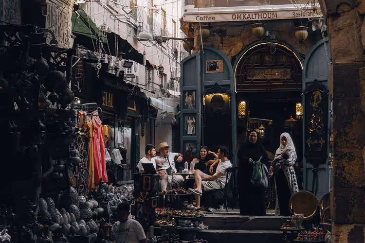 Basar Khan el-Khalili in Kairo bei Nacht