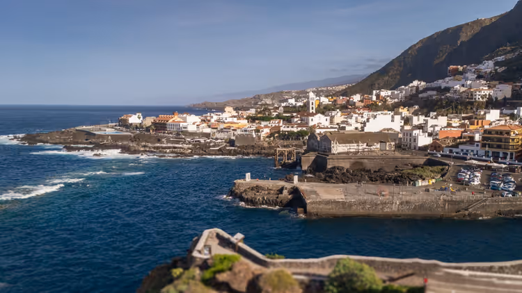 Garachico på Tenerife, Kanariøyene, utsikt mot havet