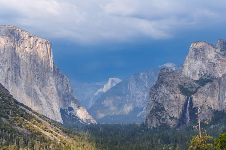 El Capitan ve Half Dome ile Yosemite Vadisi
