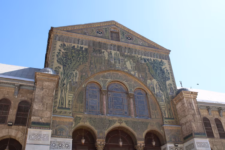Mosaikkfasaden på Umayyad-moskeen i Damaskus