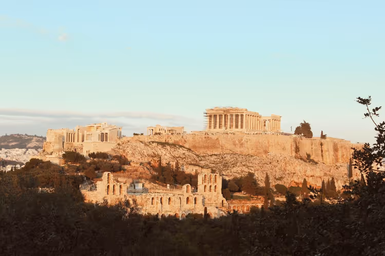Akropolis in Athen bei Sonnenuntergang