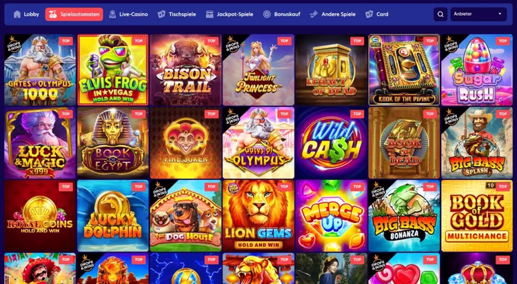 Evospin Spielauswahl