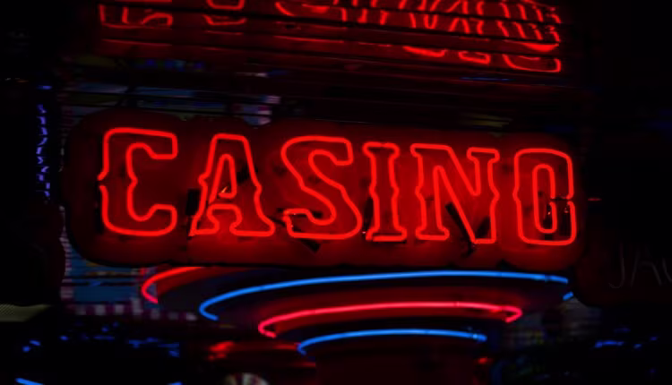 red Casino neon sign turned on