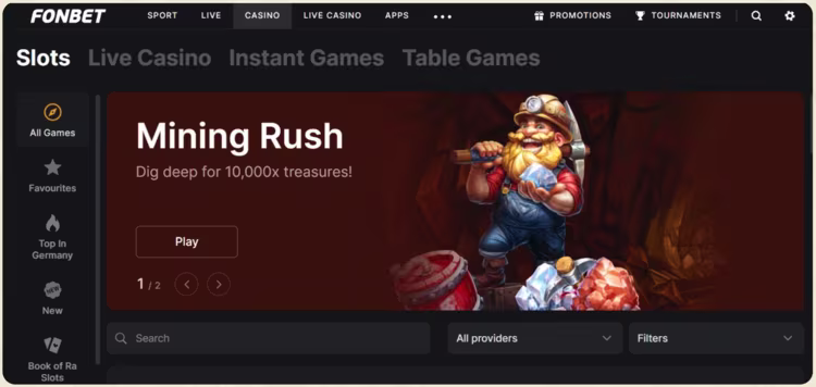Slot-Angebot bei Fonbet