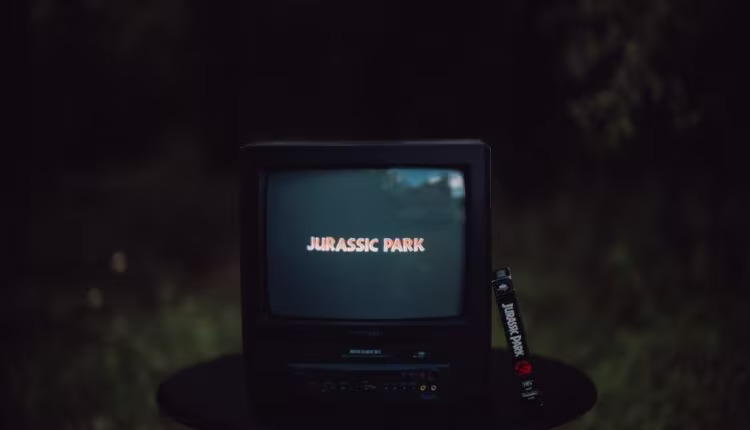black crt tv on black table